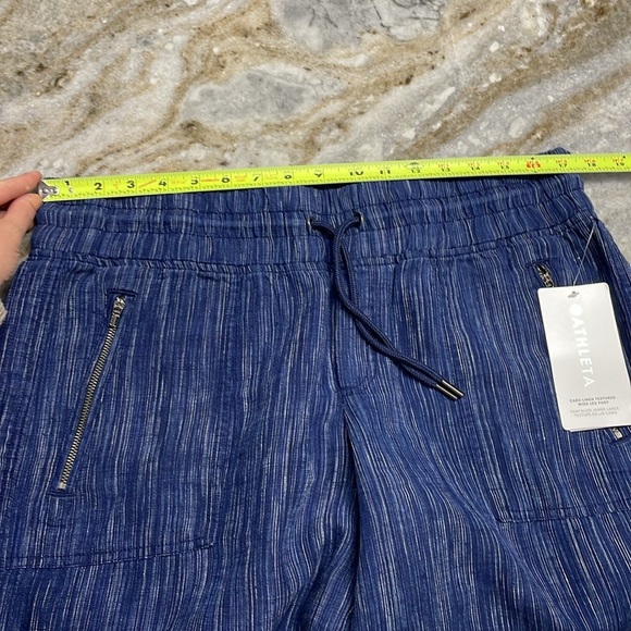 NEW ATHLETA Cabo Linen Wide Leg Pant Blue Textured #657680 Size 14P - Picture 6 of 11